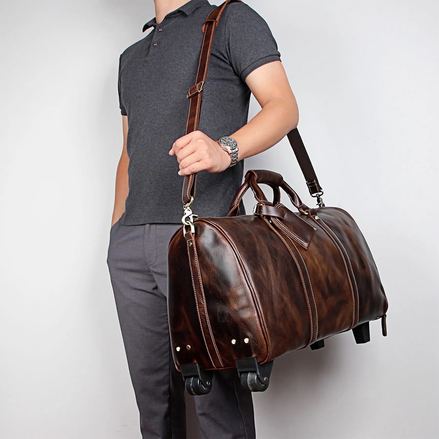 Large Leather Wearable Duffel bag 2