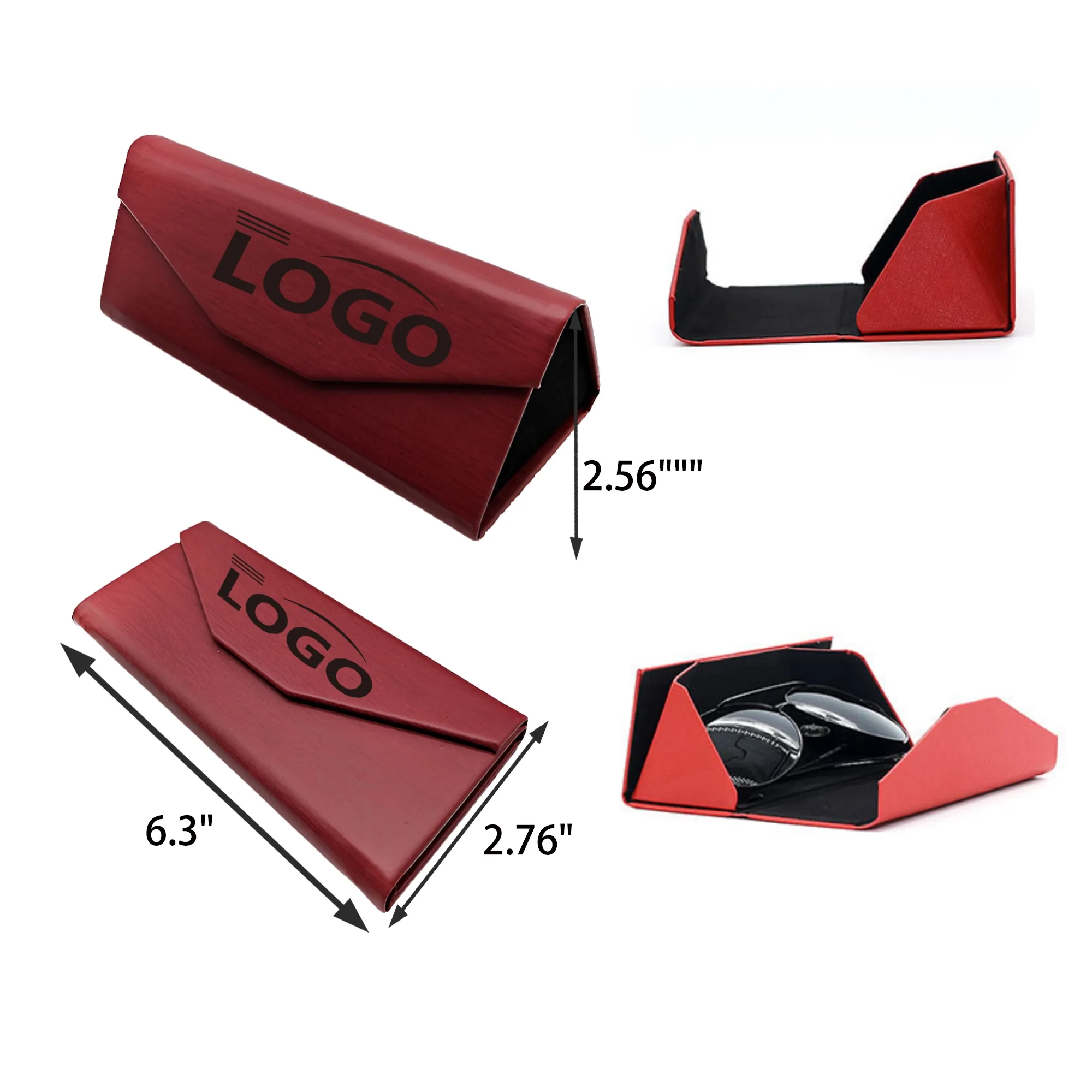 MOQ 50 PCS Foldable Leather Eyeglasses Case 2