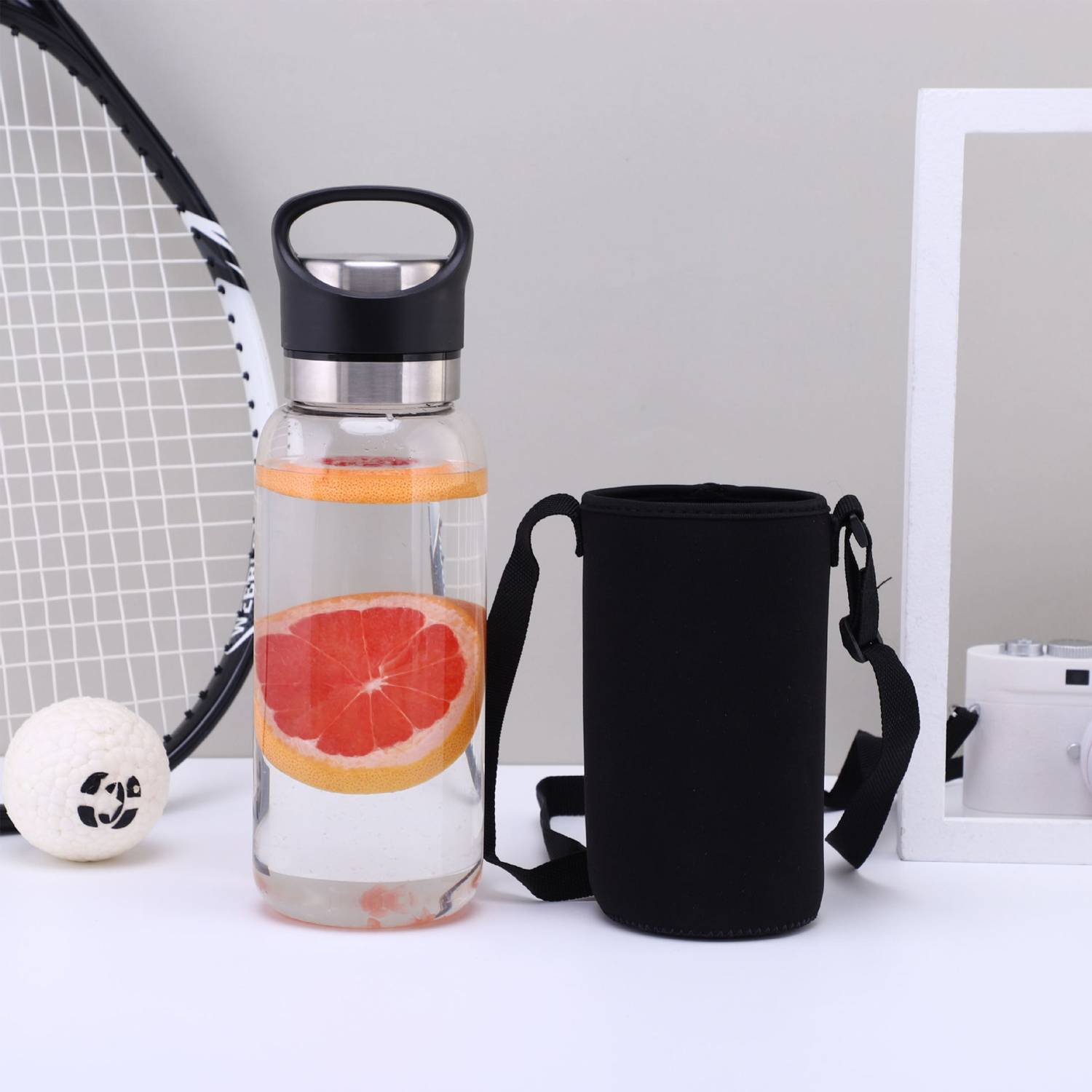 Large-capacity tea glass cup with bottle sleeve 4