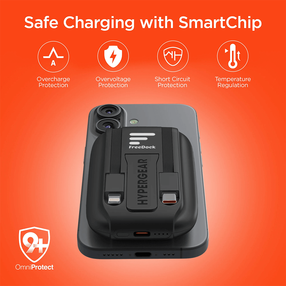 Hypergear 5,000mAh Mag Grip Go Magnetic Wireless Fast Charge Power Bank with Built-In Cables 23