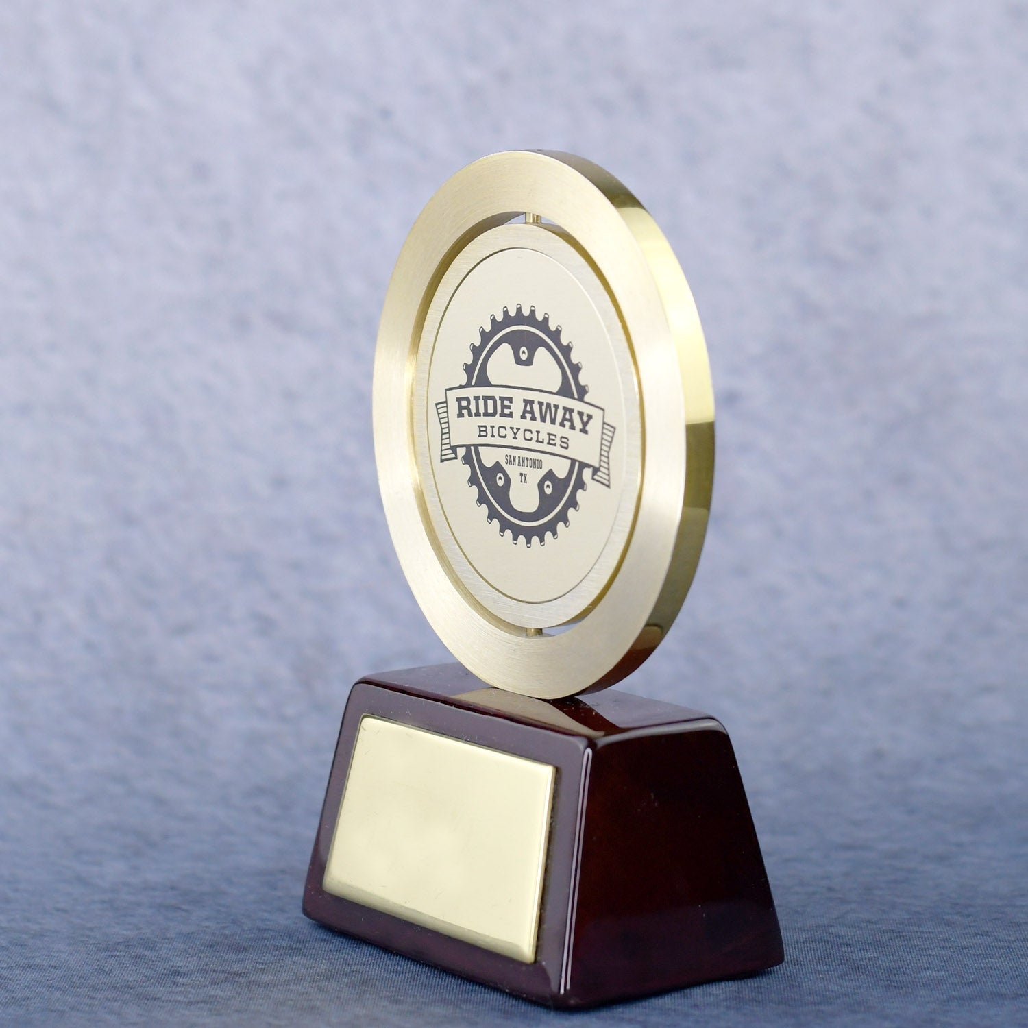 Gold Spinning Medal On Rosewood Base 4