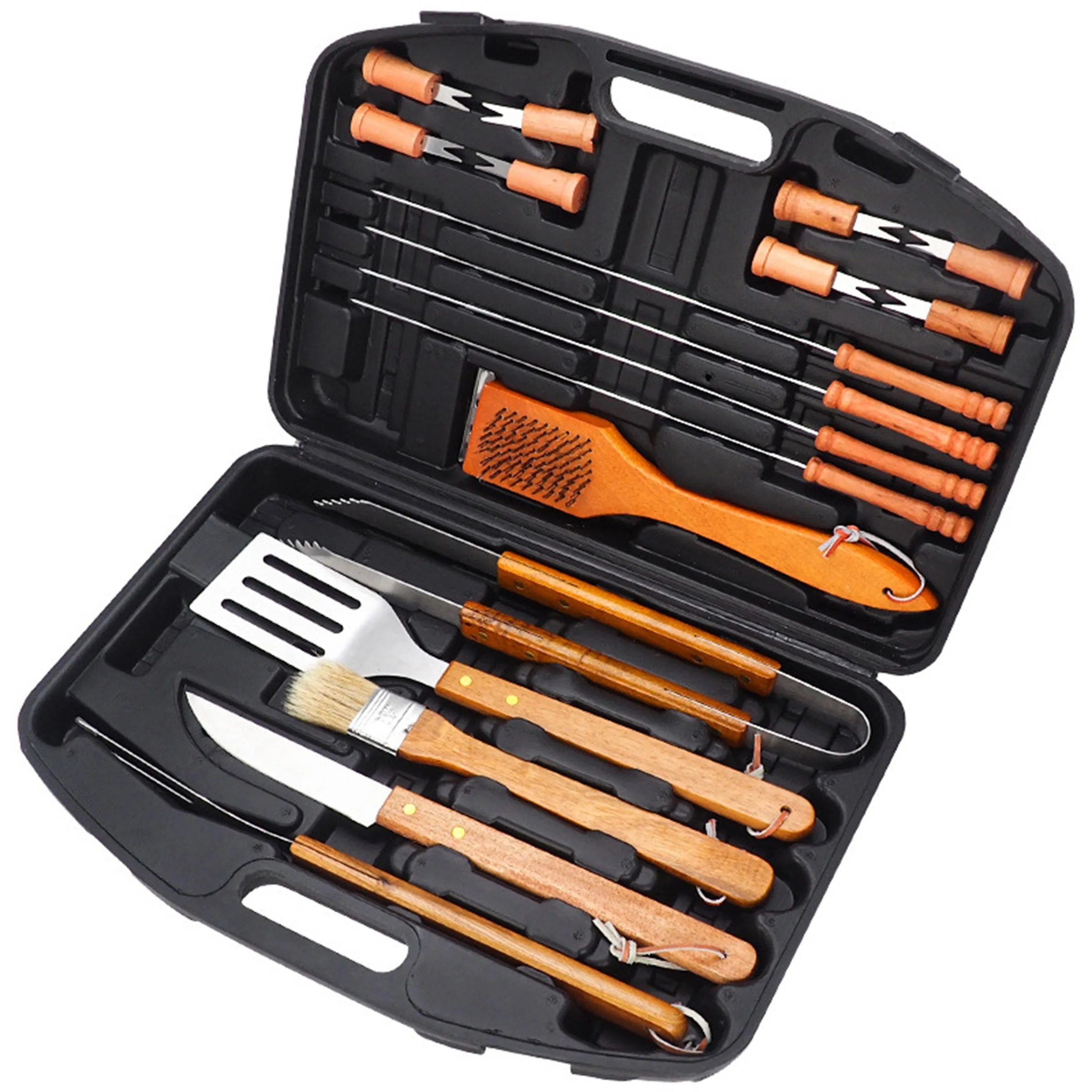 19-Piece BBQ Tool Set with Wooden Handles 2