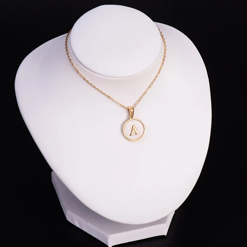 Gold Stainless Steel Letter Pendant Necklace 6