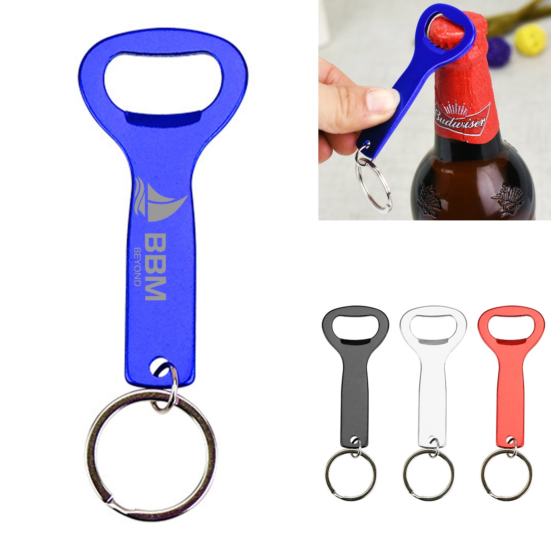 Flat Top Bottle Opener Keychain 1