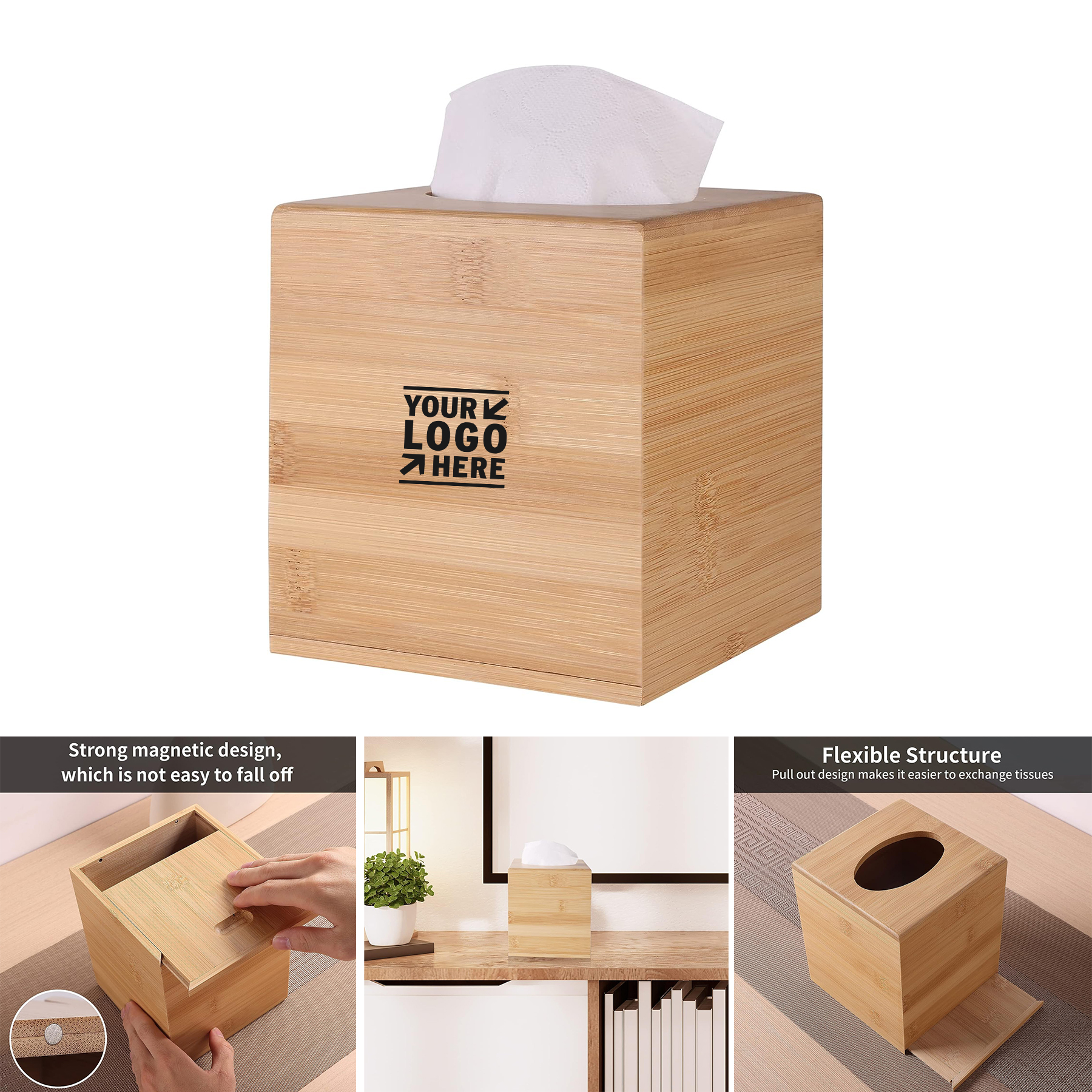 Square Farmhouse Slide-Out Bottom Tissue Box Cover And Holder
