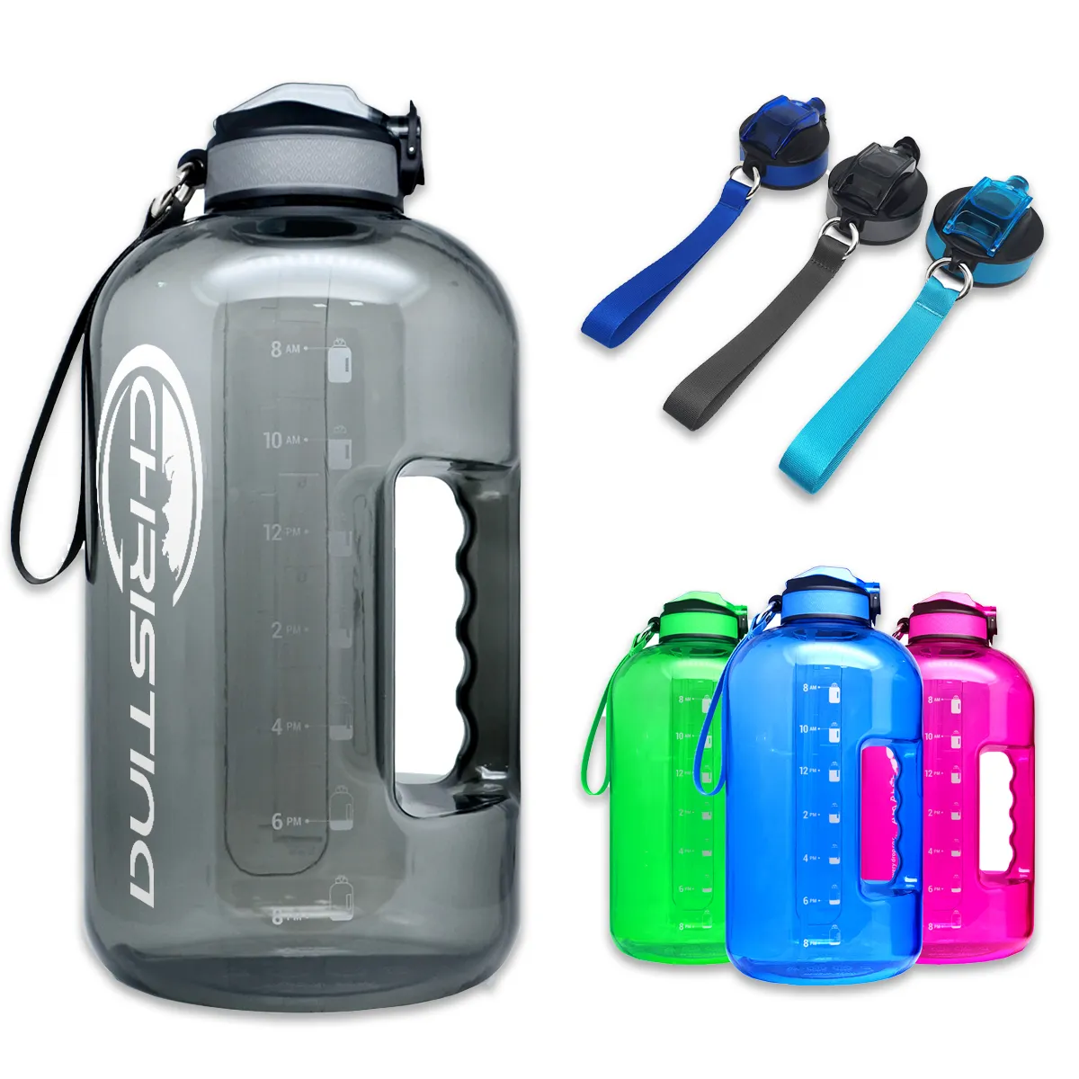 2.2L Customizable Water Bottle With Time Marker And Handle 1