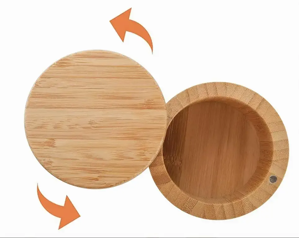 Bamboo Storage Box, with Magnetic Swivel Lid 1