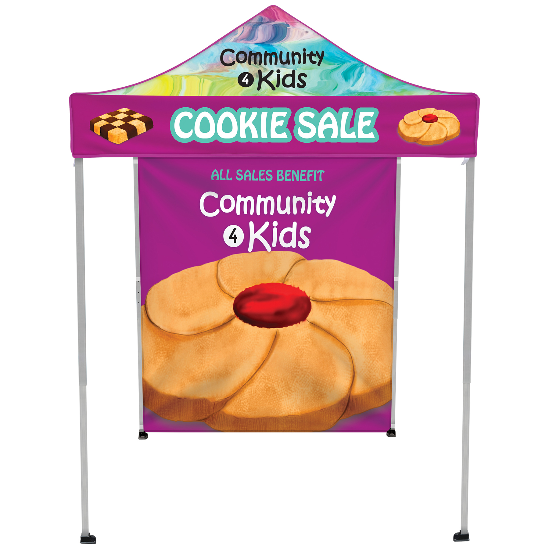 6.5' Square Canopy Tent with 1 Full Single Sided Wall 4