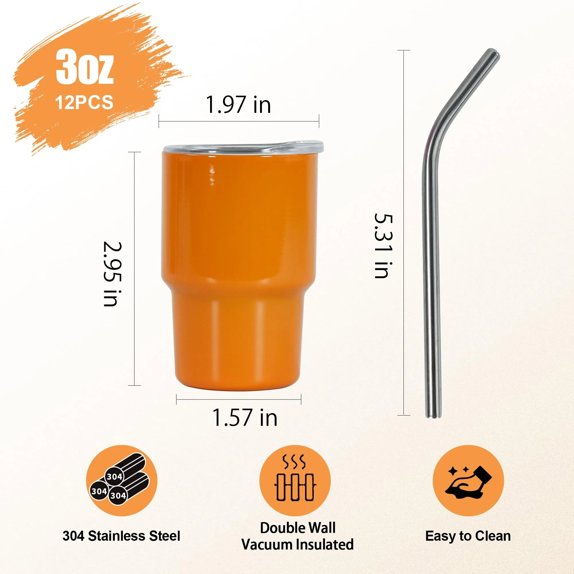3oz Mini Tumbler Shot Glass with Straw and Lid 4