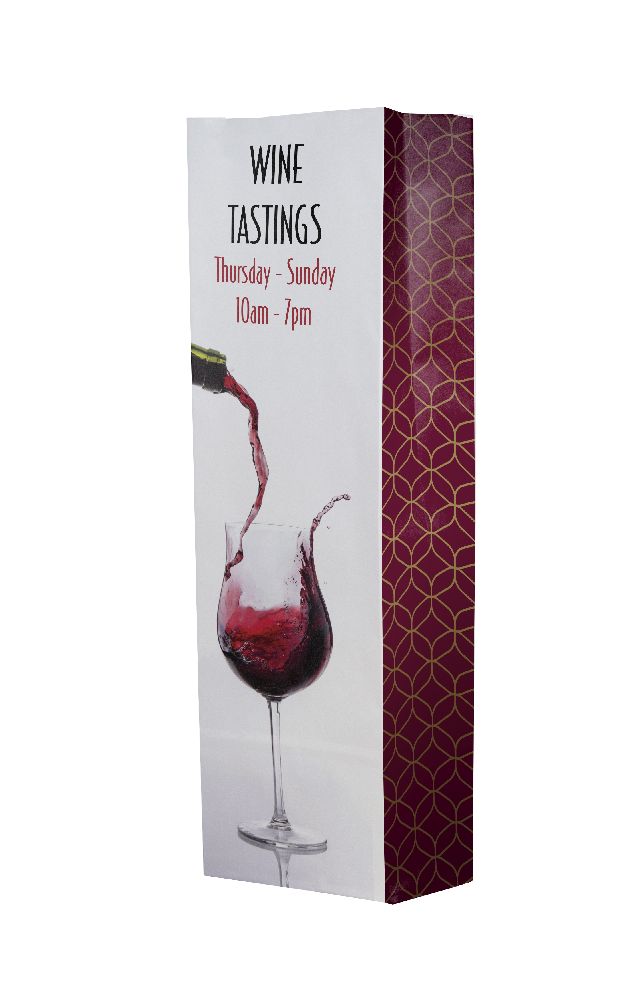 Wine SOS 4# Full Color 4-Sides White Paper Bag (5" x 16" x 3.125") 3