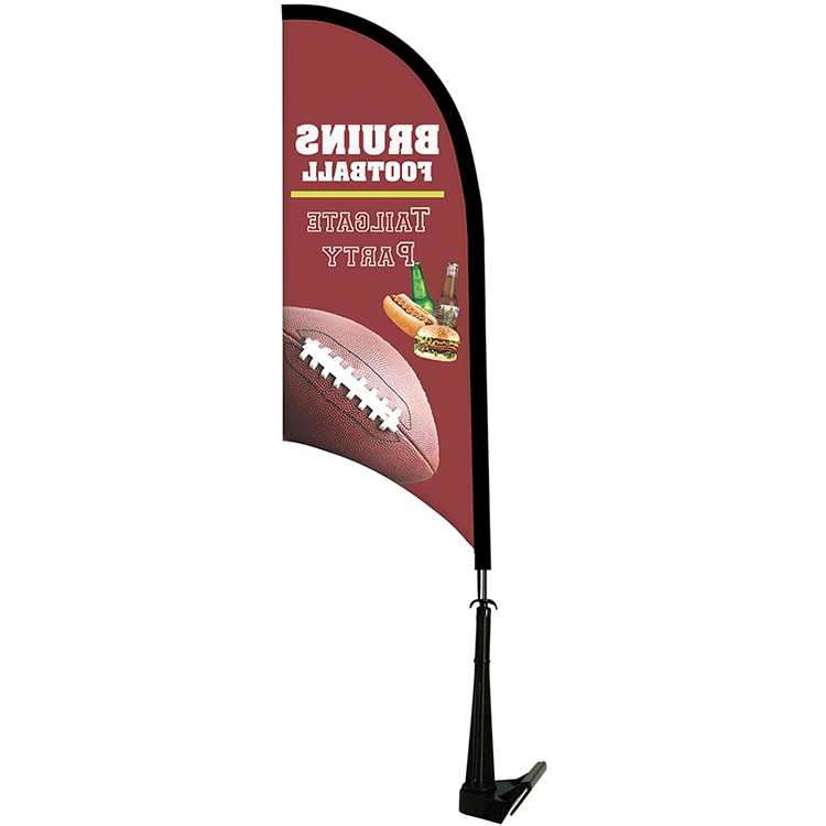 Single Reverse Portable Half Drop Car Flag - Non-Adjustable Base 3
