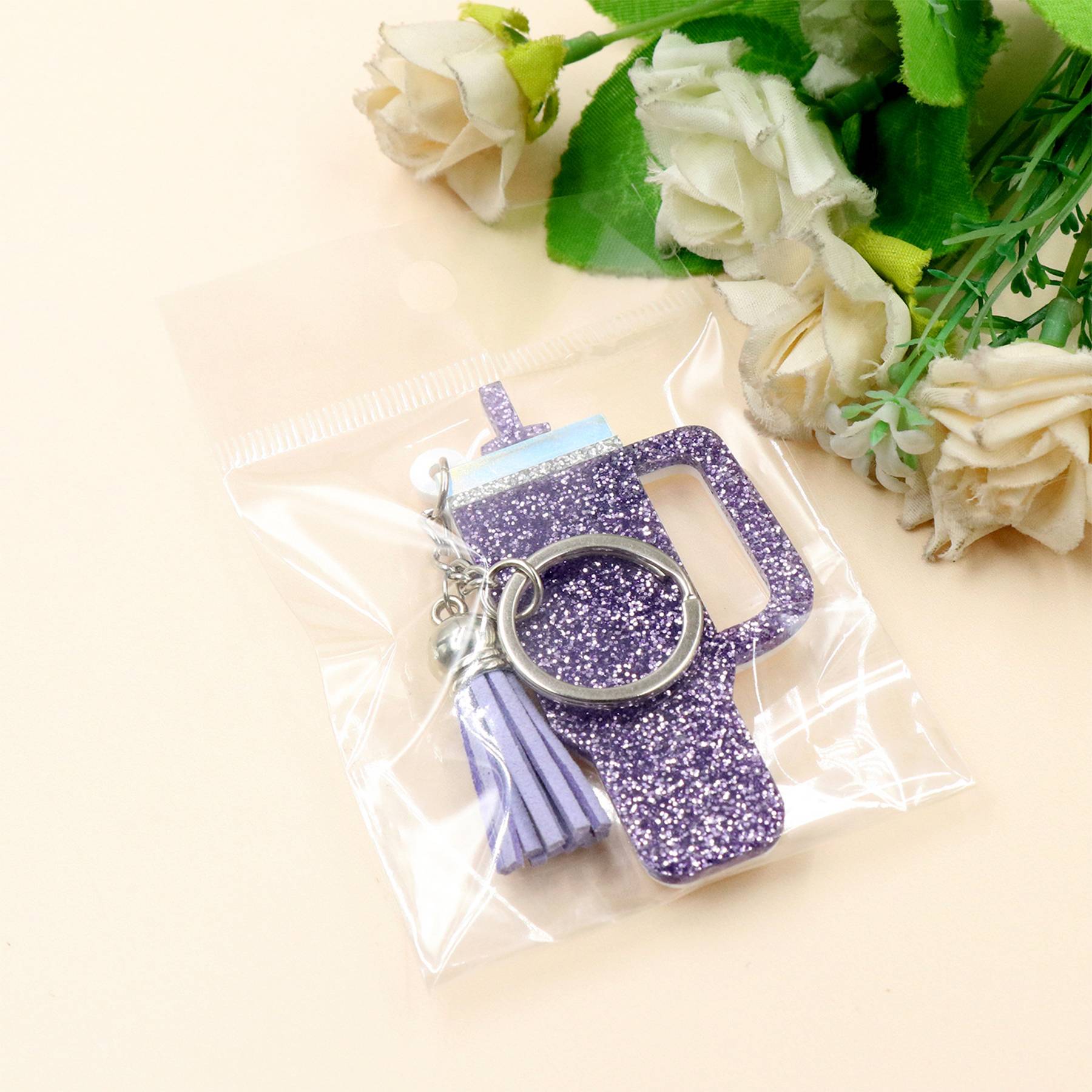 Sequin cup shaped keychain 4