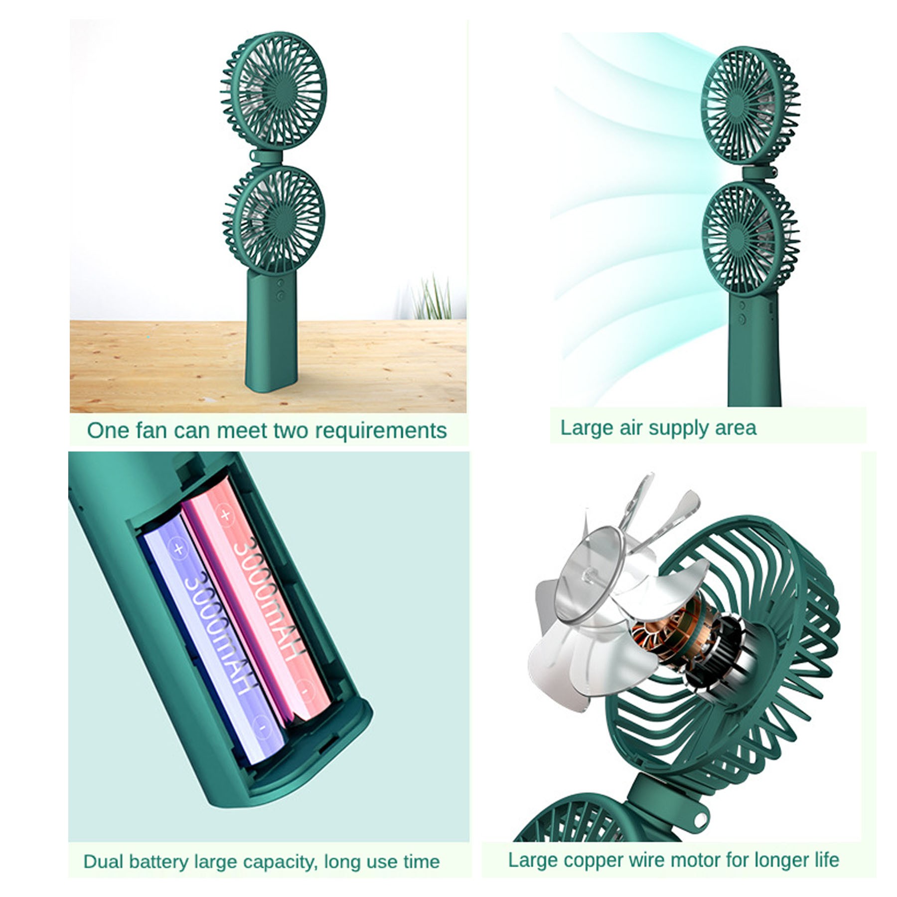Portable Folding Double-headed Small Electric Fan 1