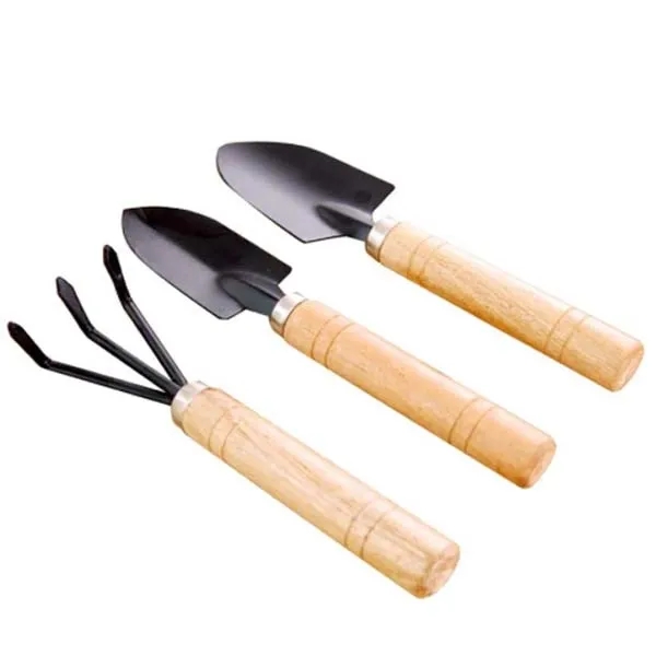 Mini Three-Pieces Wood Handle Gardening Tool Set 4