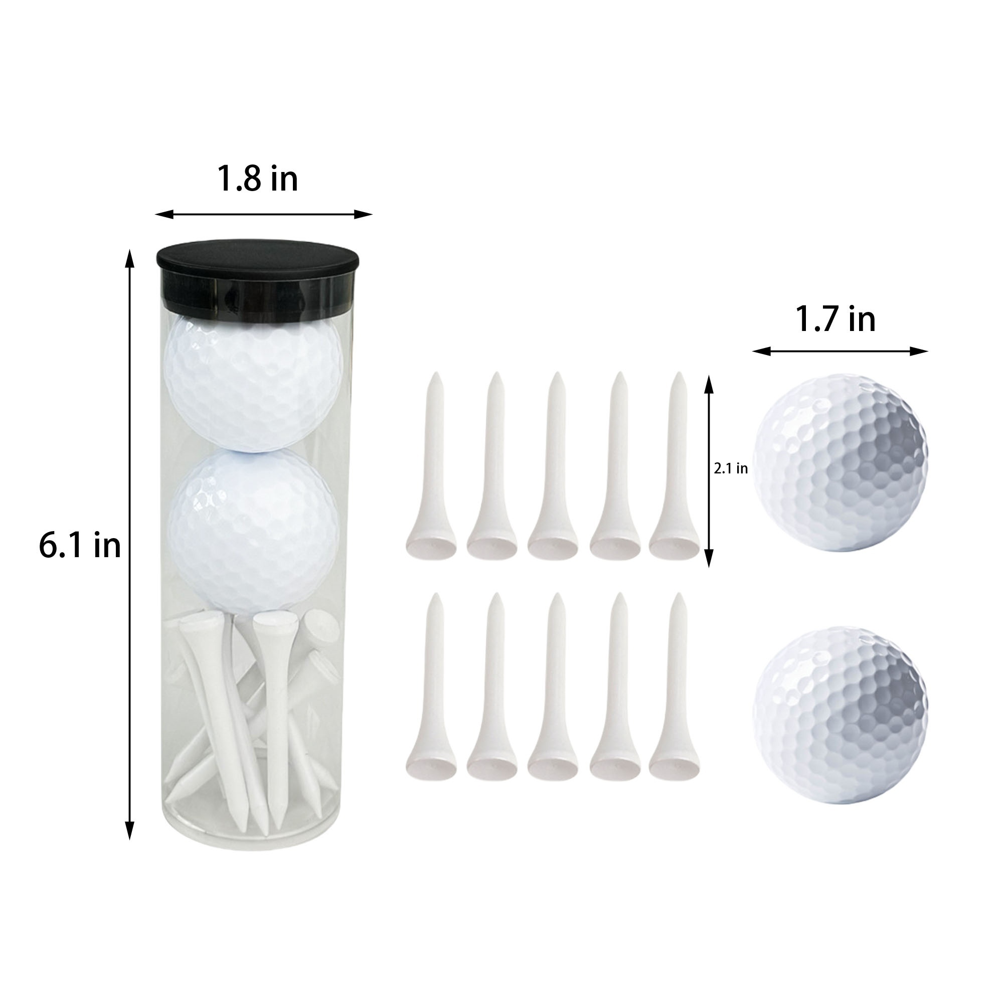 2 Golf Balls and 10 Golf Tees 2
