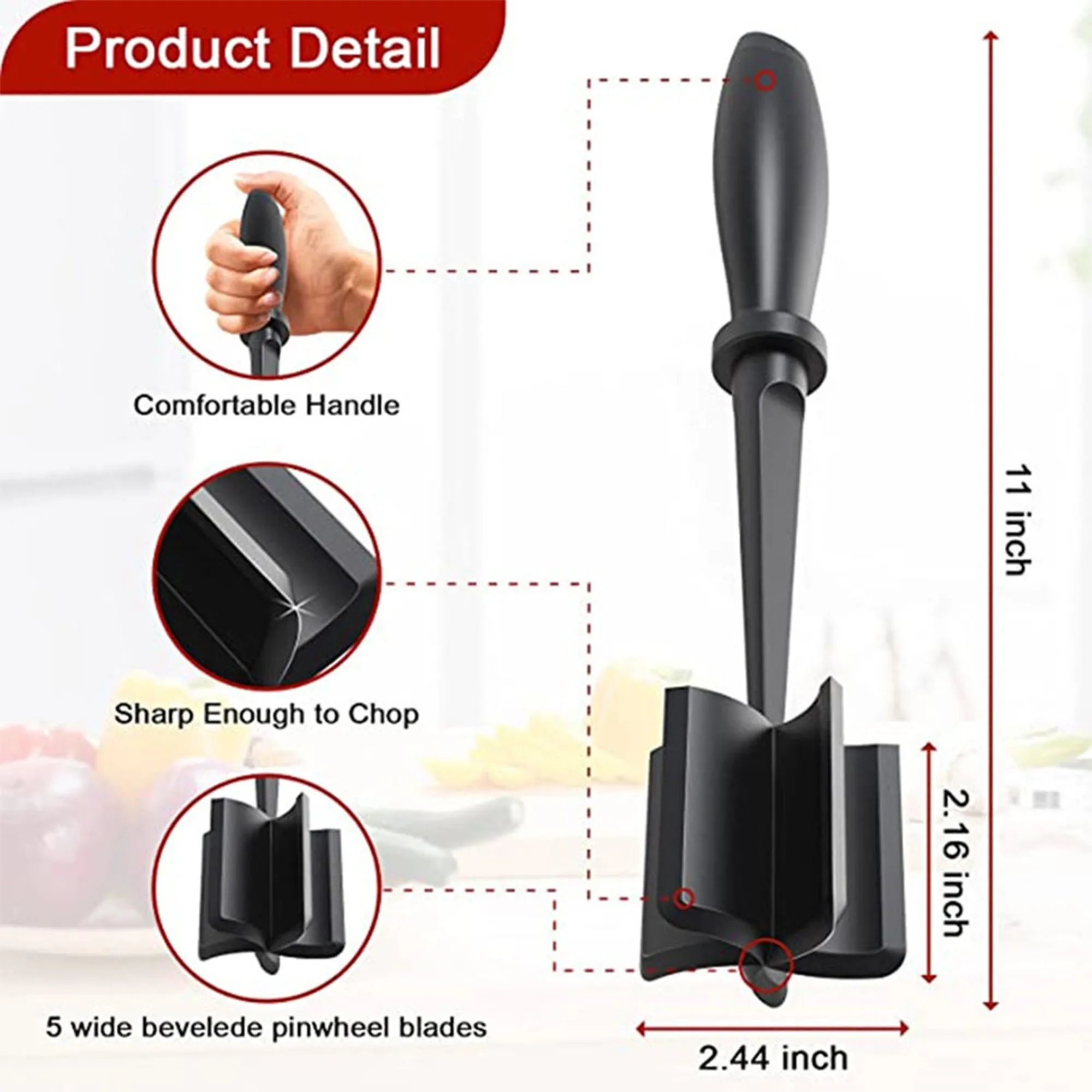 Customizable Meat Chopper - 11" x 2.4" x 2.4" 3