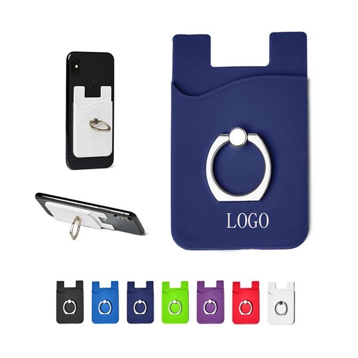 Silicone Phone Wallet Card Holder with Ring stand 2