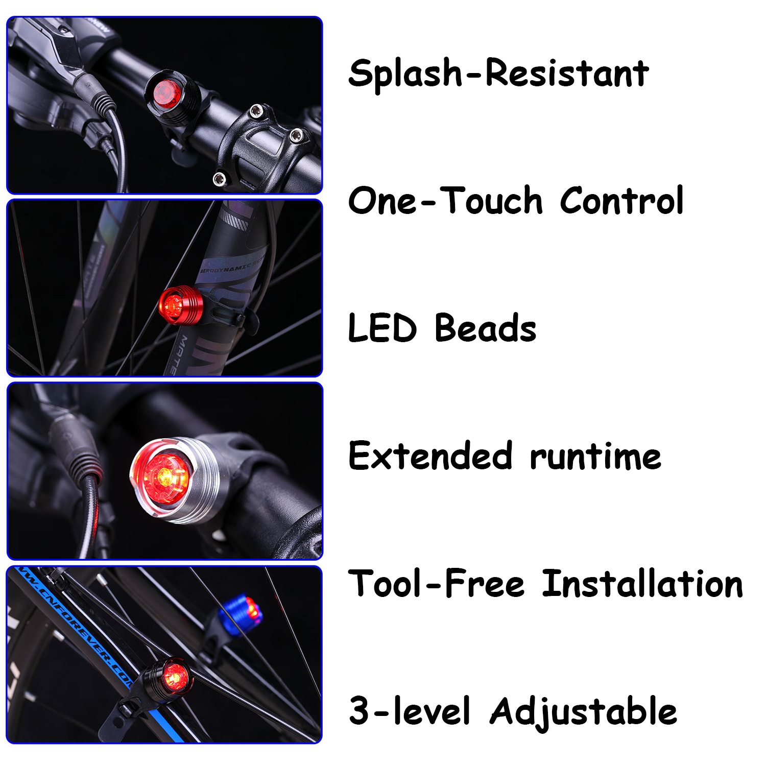 Night Aluminum Alloy LED Bike Warning Light 6
