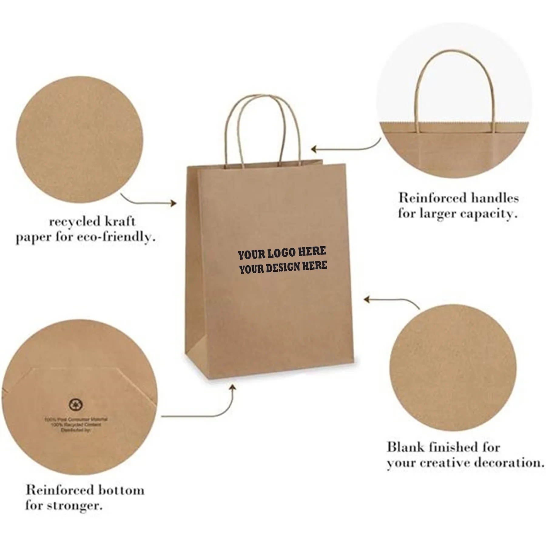 Brown Paper Bag with Handle MOQ 100 7