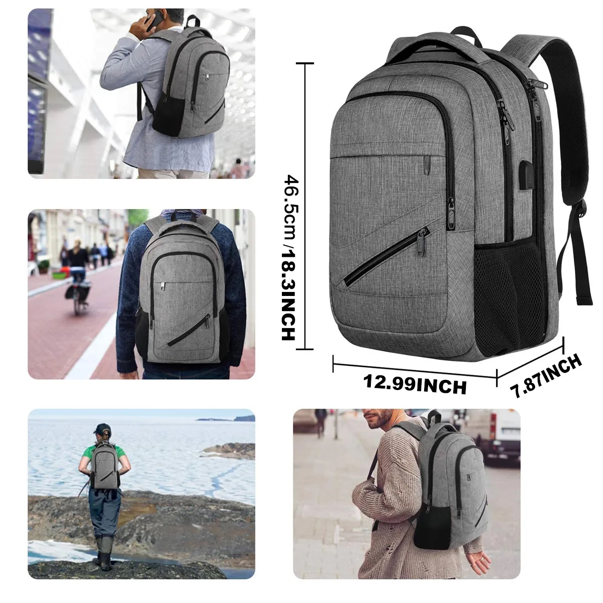 Travel Laptops Backpack with USB Charging Port 6