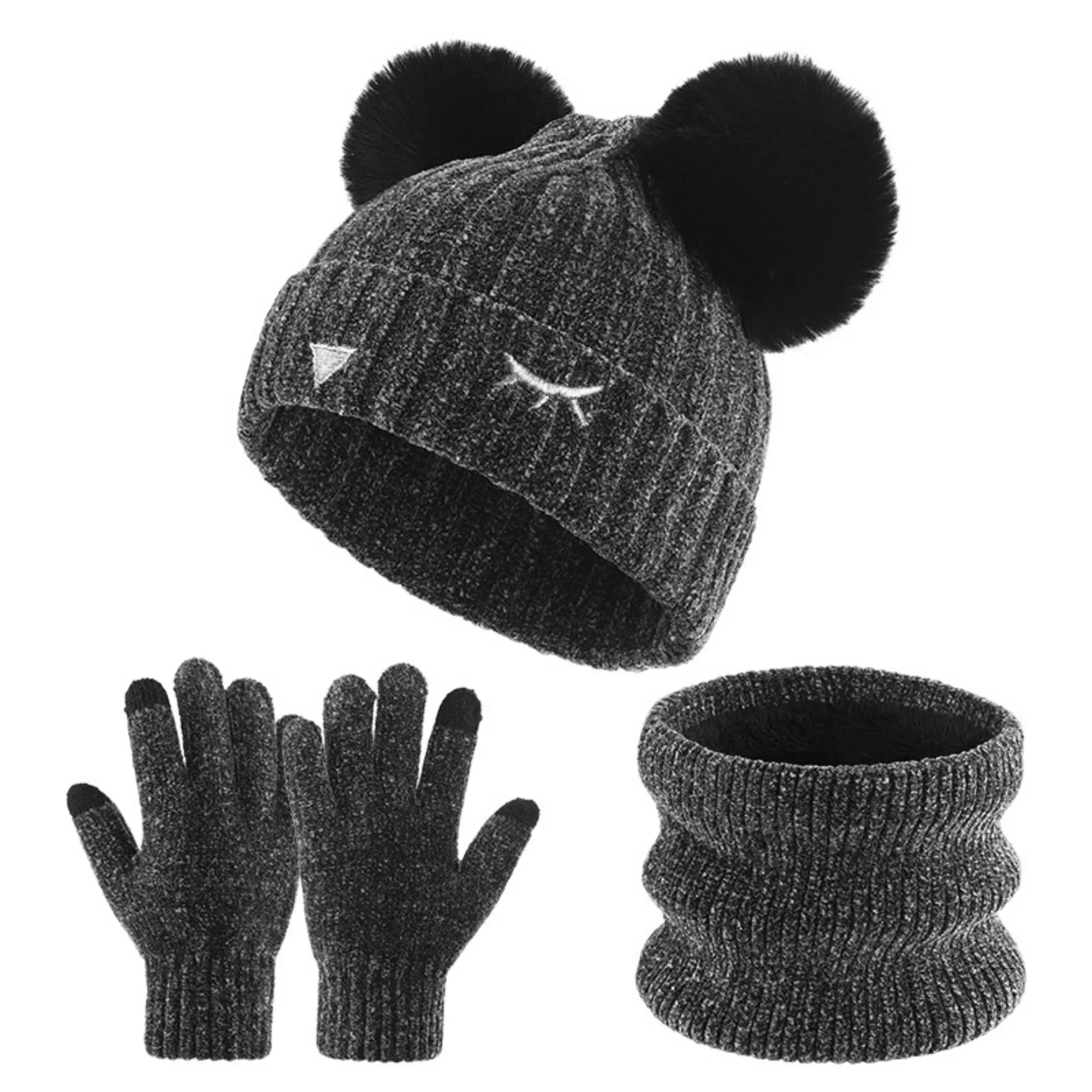 Winter Hat Gloves Scarf Set Girls Toddler Children 3