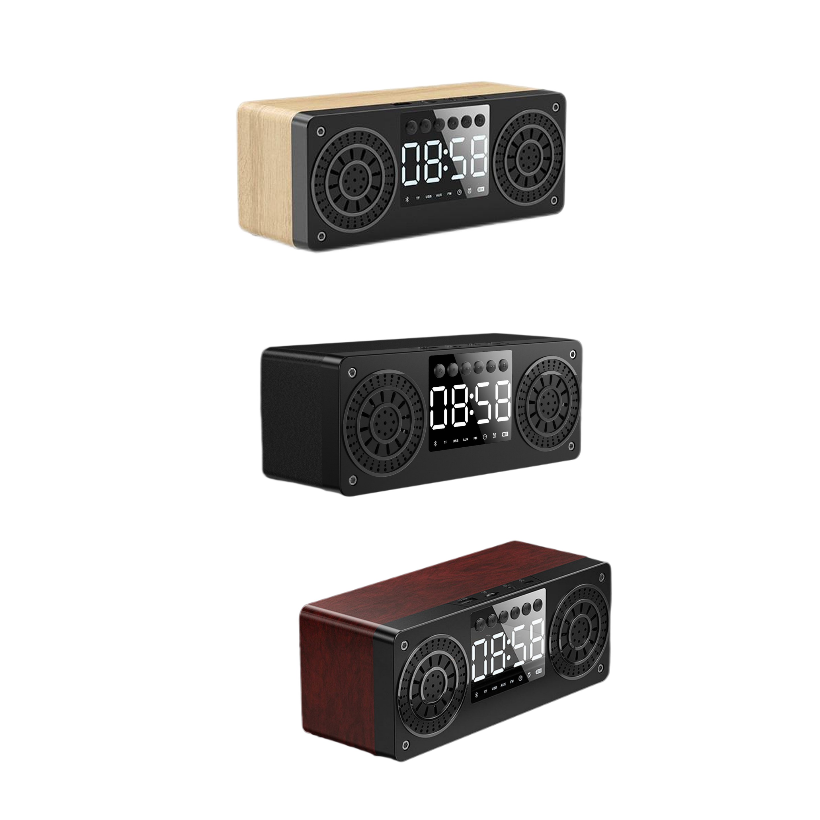 Wood Wireless Speaker with Alarm Clock (direct import) 4