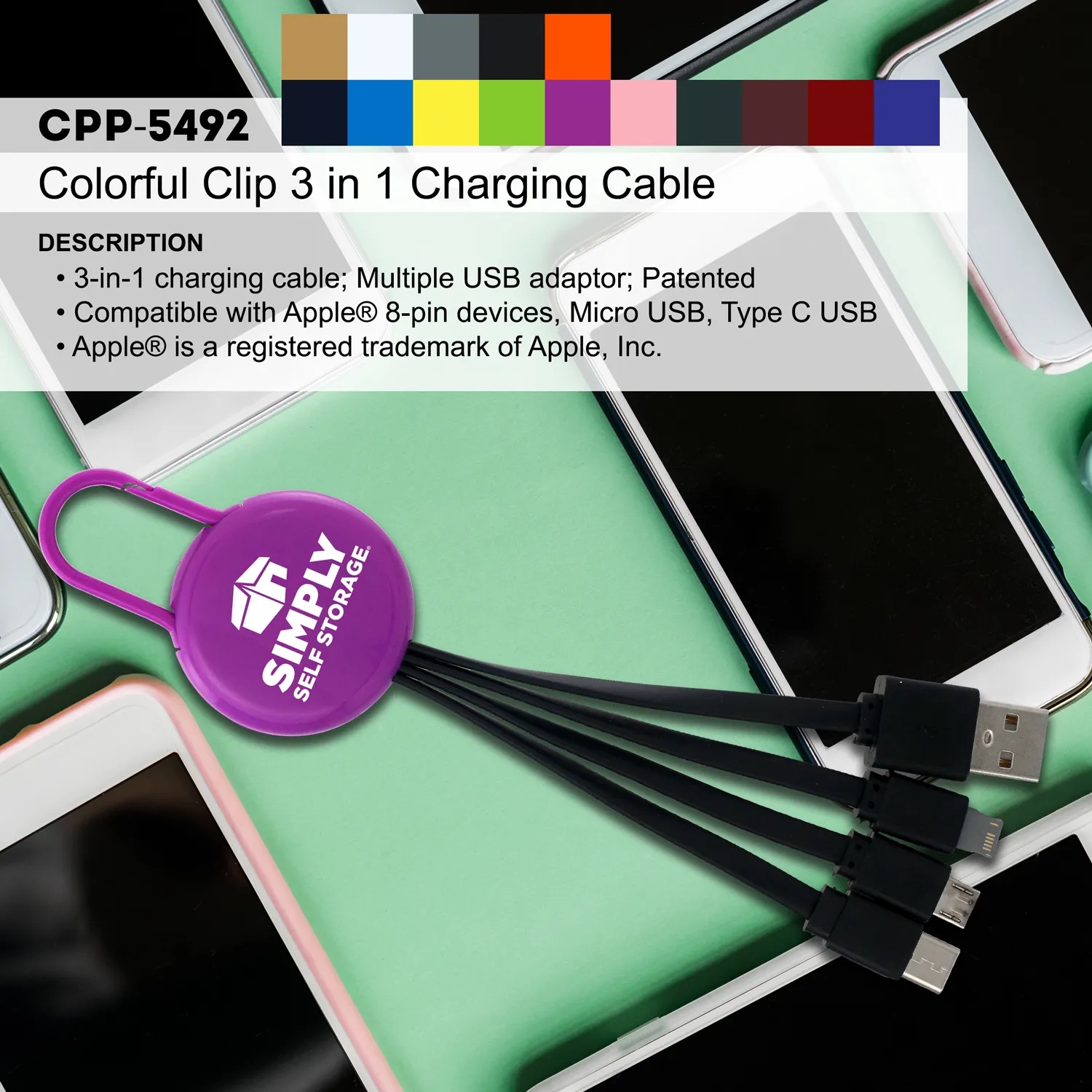COLORFUL CLIP 3 IN 1 CHARGING CABLE 21