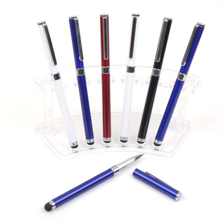 Touch Screen Stylus Metal Ballpoint Pen with Black Accents 1