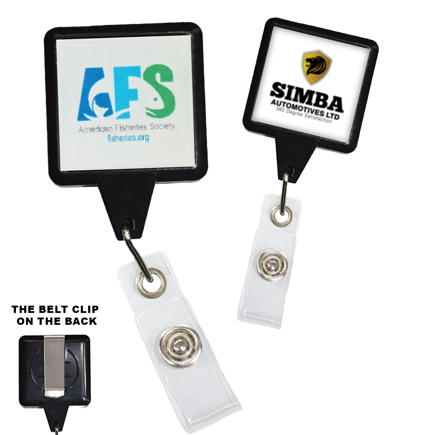 Big Log Square Retractable Badge Reel w/ Belt Clip 2