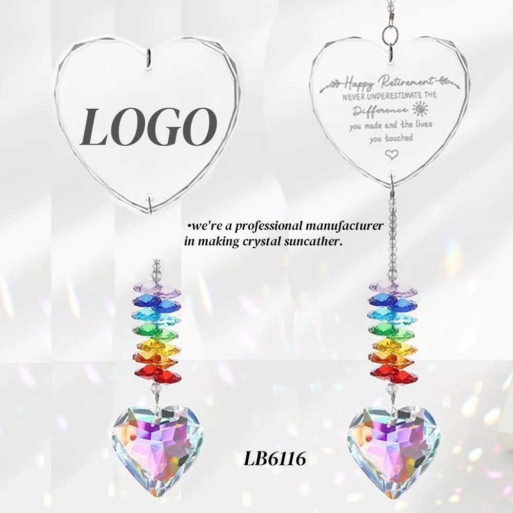 Custom Hanging Crystal Suncatcher Heart Rainbow Maker 1