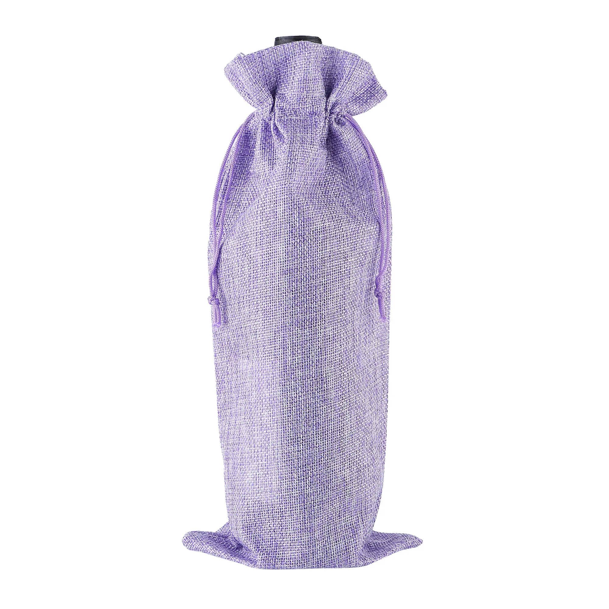 MOQ50 Burlap Drawstring Wine Bottle Gift Bags 11