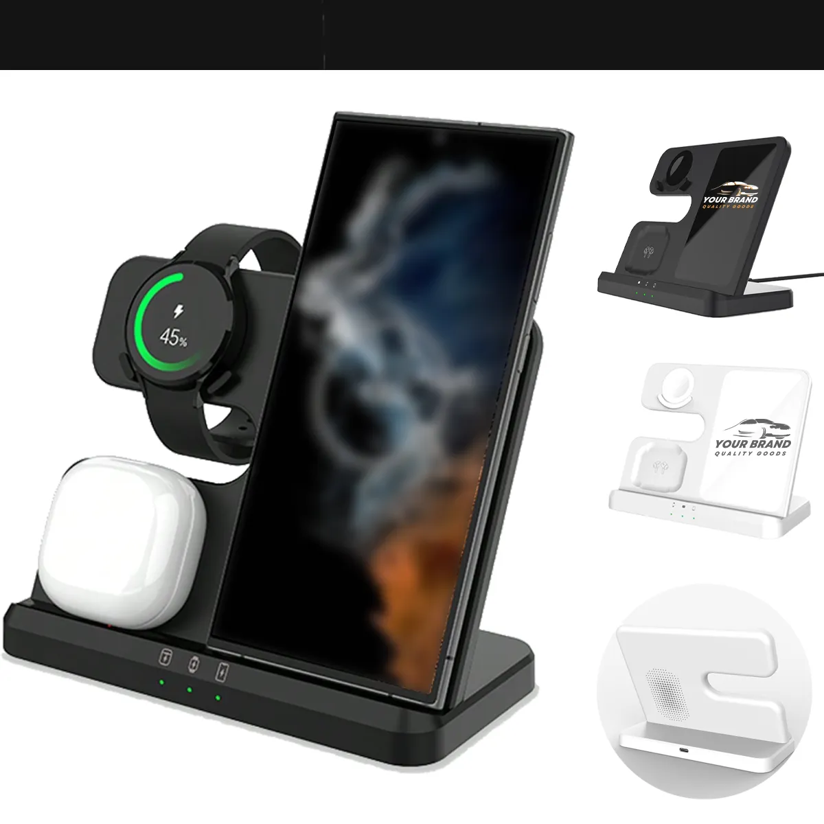 3 In 1 Dual Angle Fast Wireless Charging Stand For Samsung 2