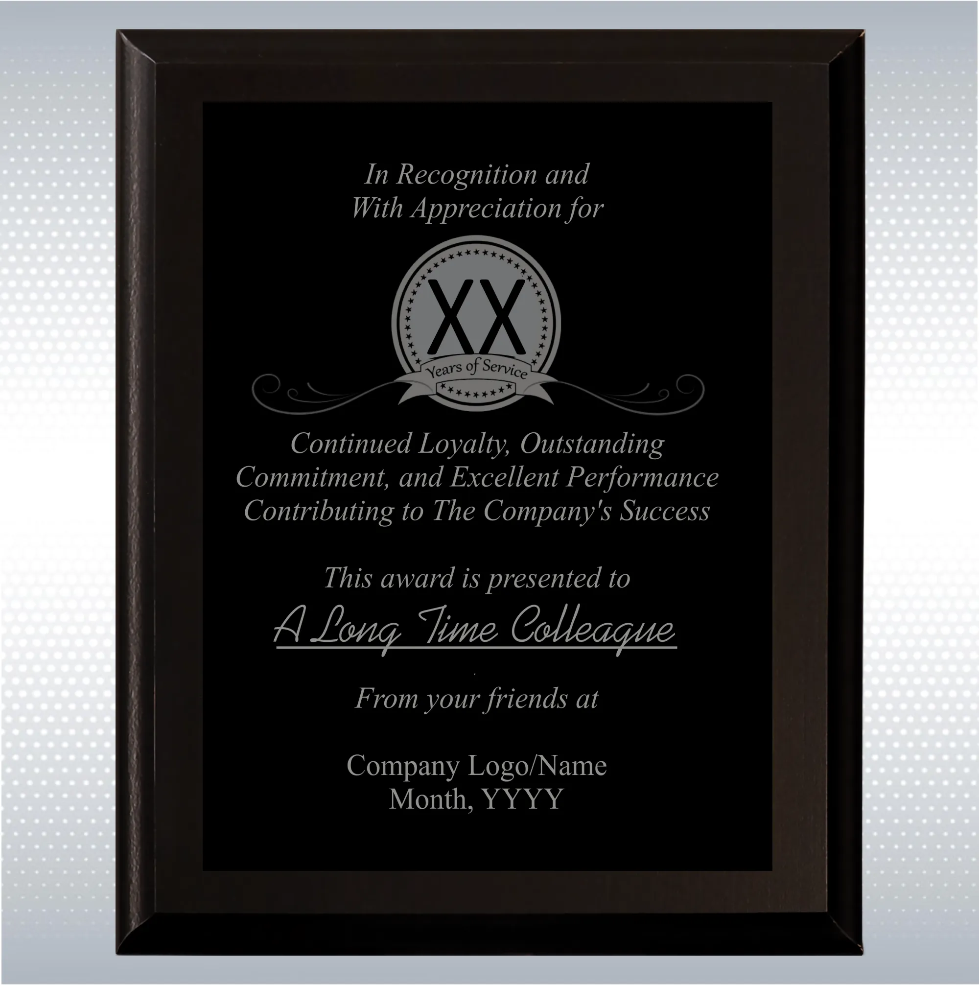 Black Matte Personalized Years of Service Gift Award Plaque 4