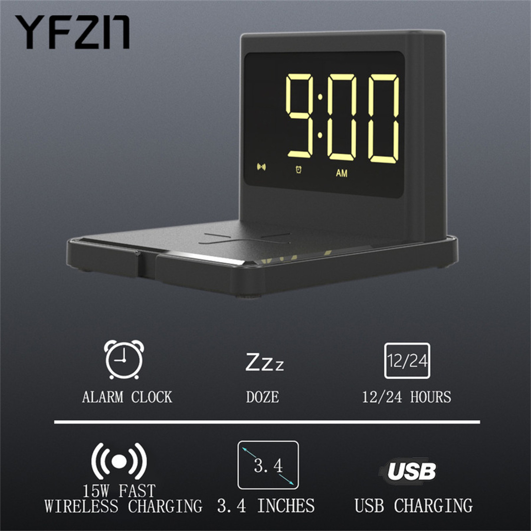 15W Wireless Charger With Clock 5