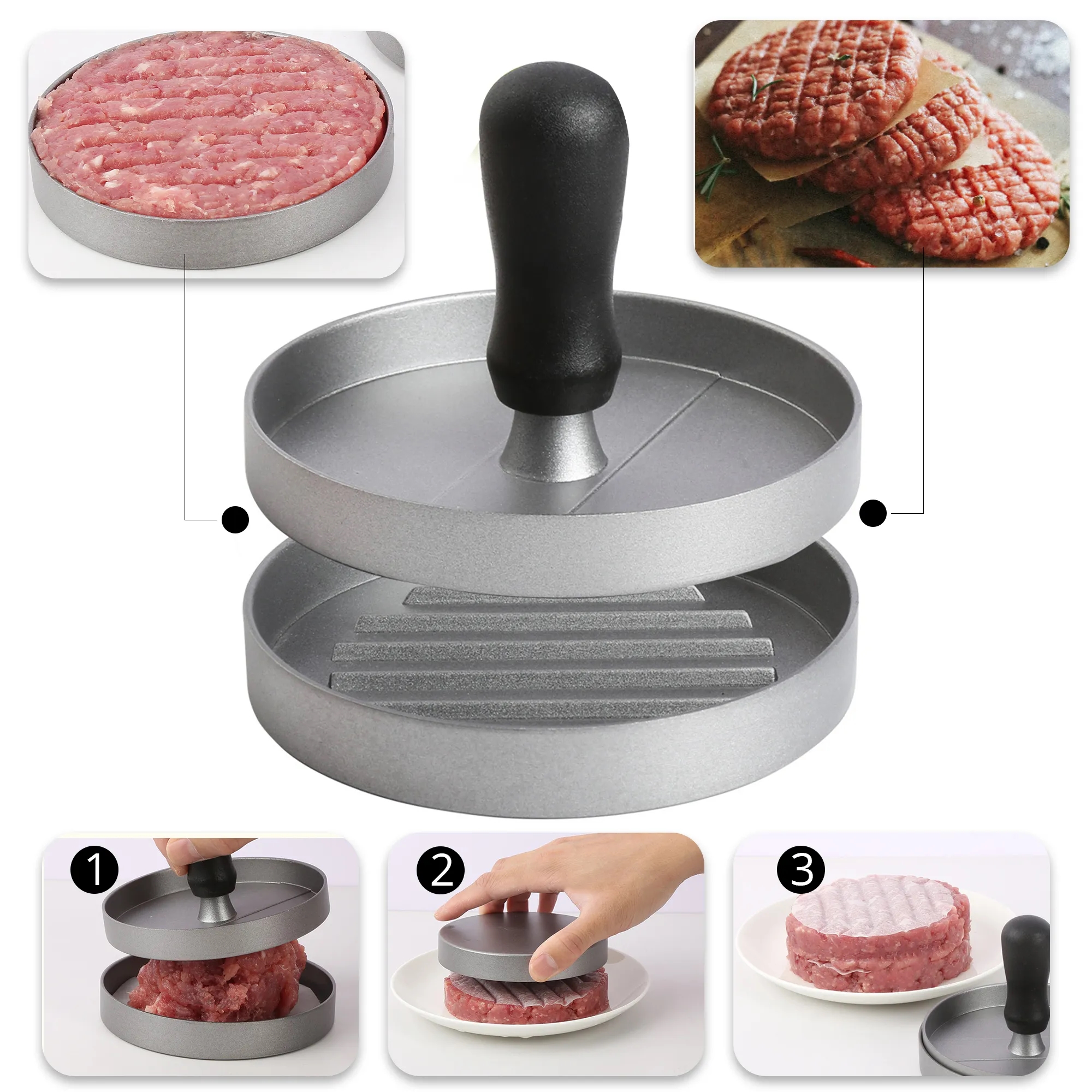 Round Aluminum Hamburger Press