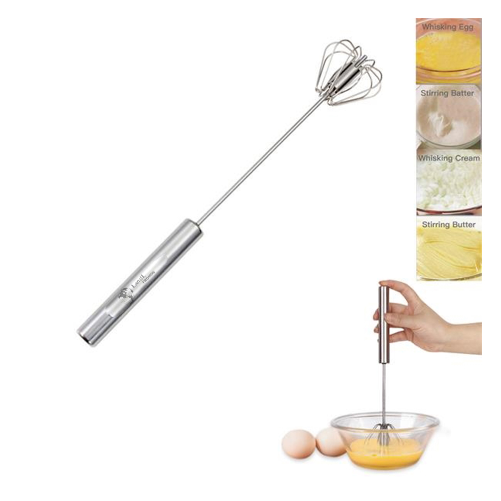 Stainless Steel Egg Whisk - Easy to Use Semi-automatic Push 1