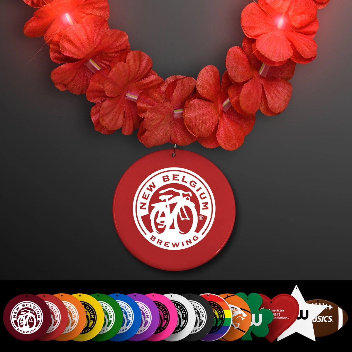 Light Up Red Lei with Medallion 2