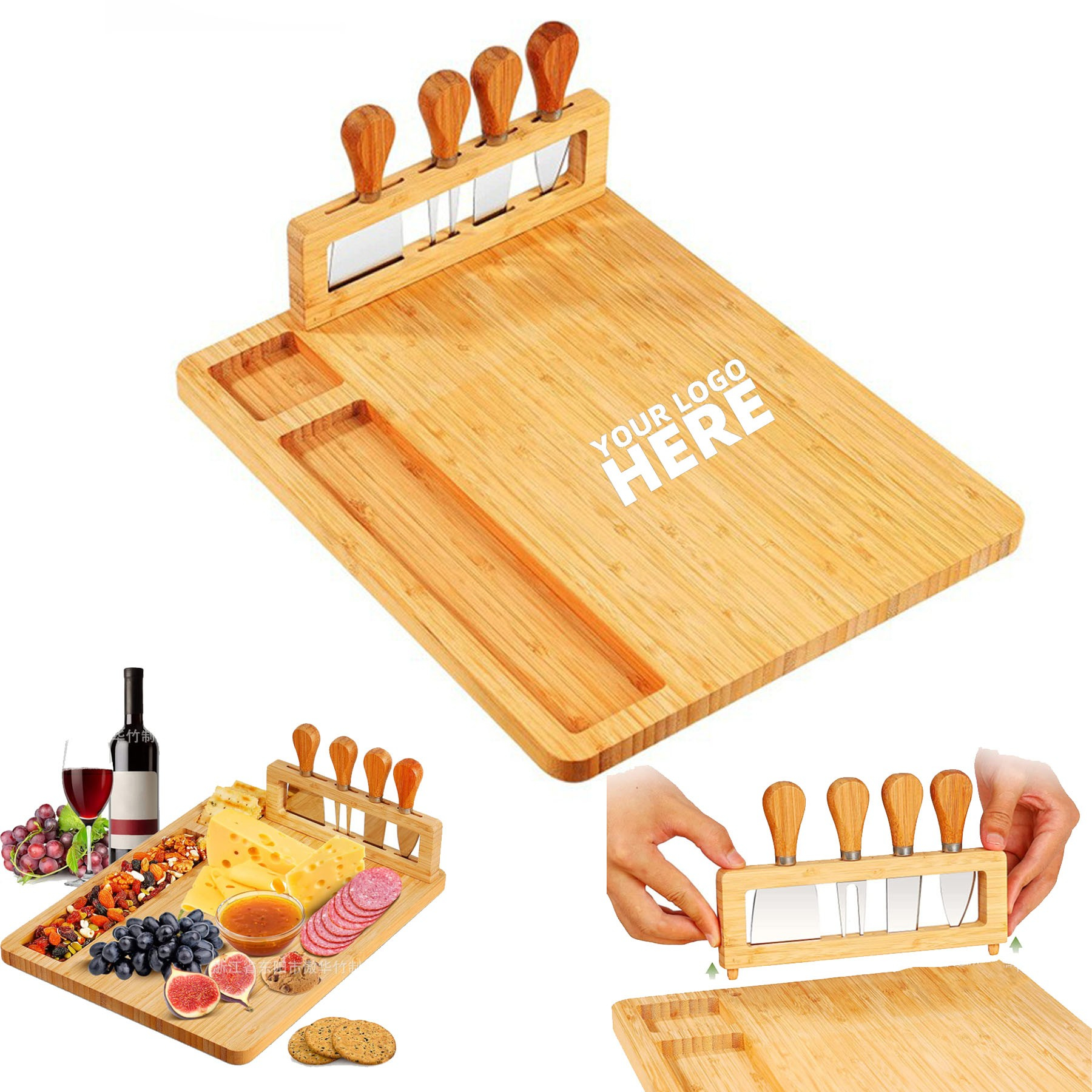5 Piece Set Bamboo Cheese Board 2