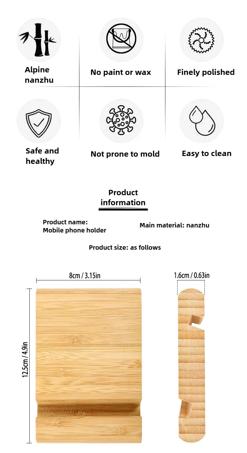 Custom Logo Dual Slot Bamboo Phone Stand Bulk for Office Desk Use 1