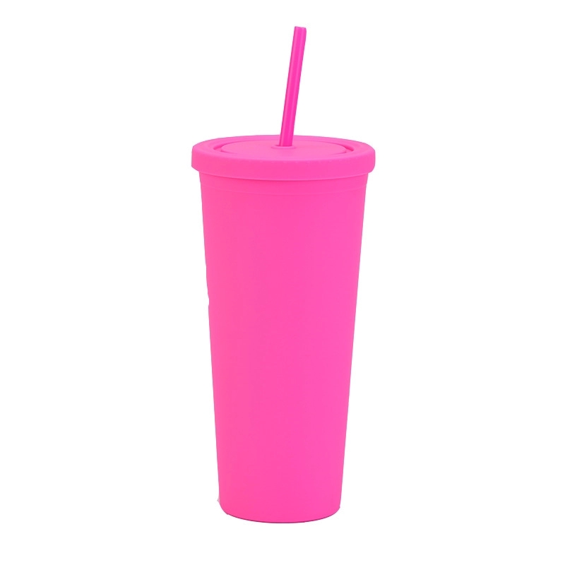 24oz Frosted Plastic Tumbler with Lid And Straw 5