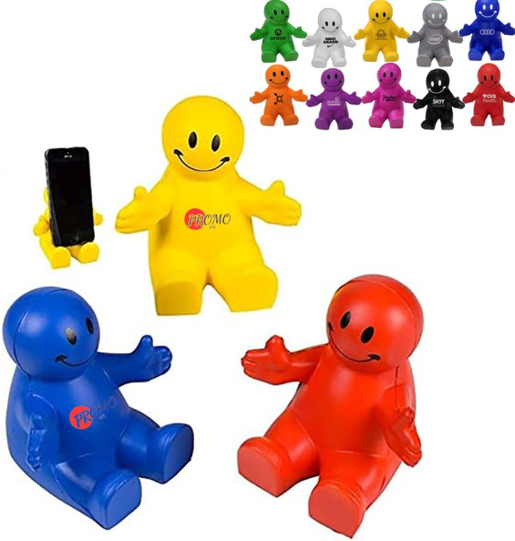 Squeezable Stress Reliever Colorful Smiley Face Phone Holder 3