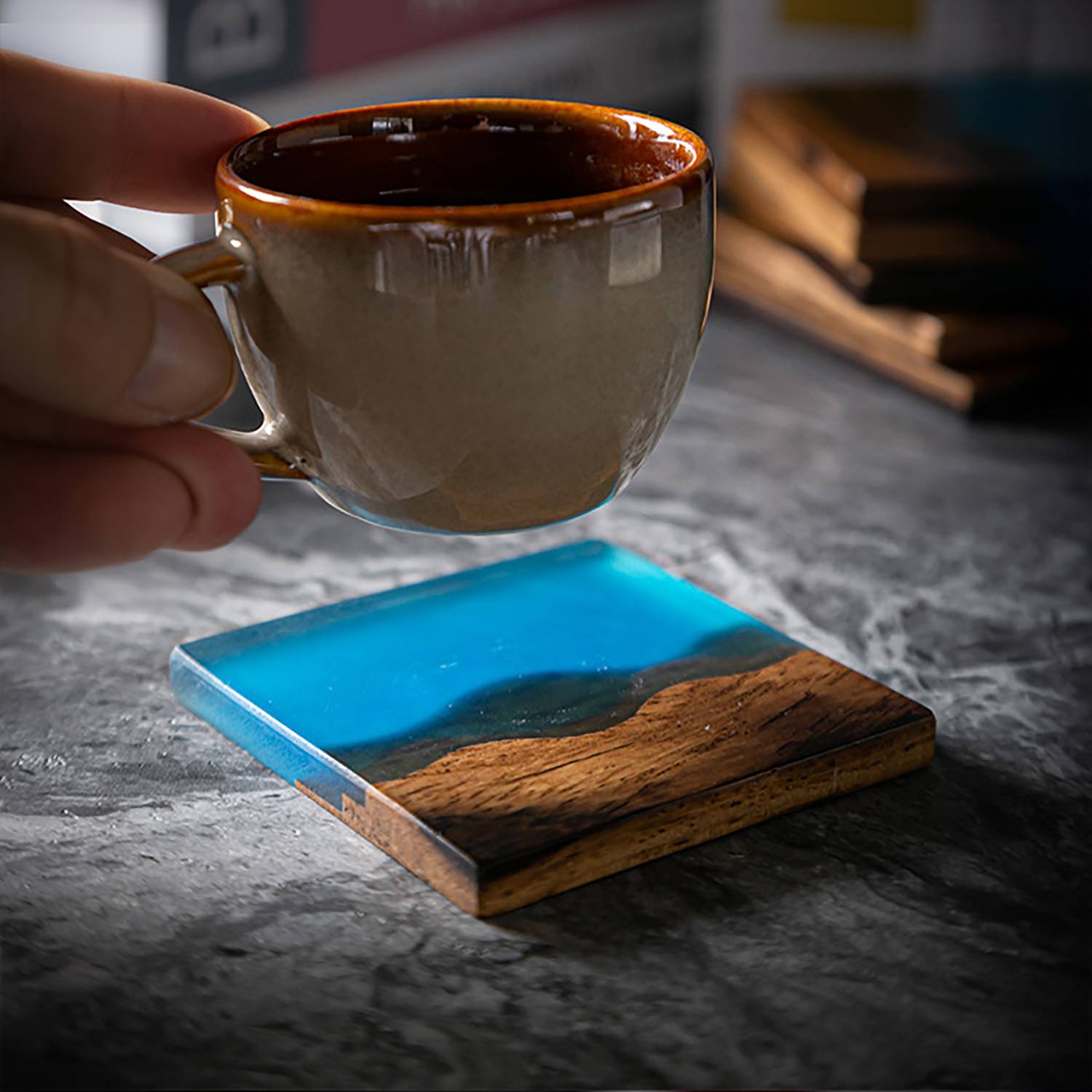 Minimalist Resin & Wood Heat-Resistant Tea Coaster 3