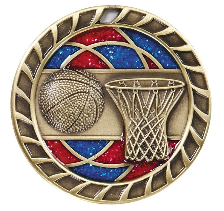 Basketball Glitter Medal, 2 1/2" 2