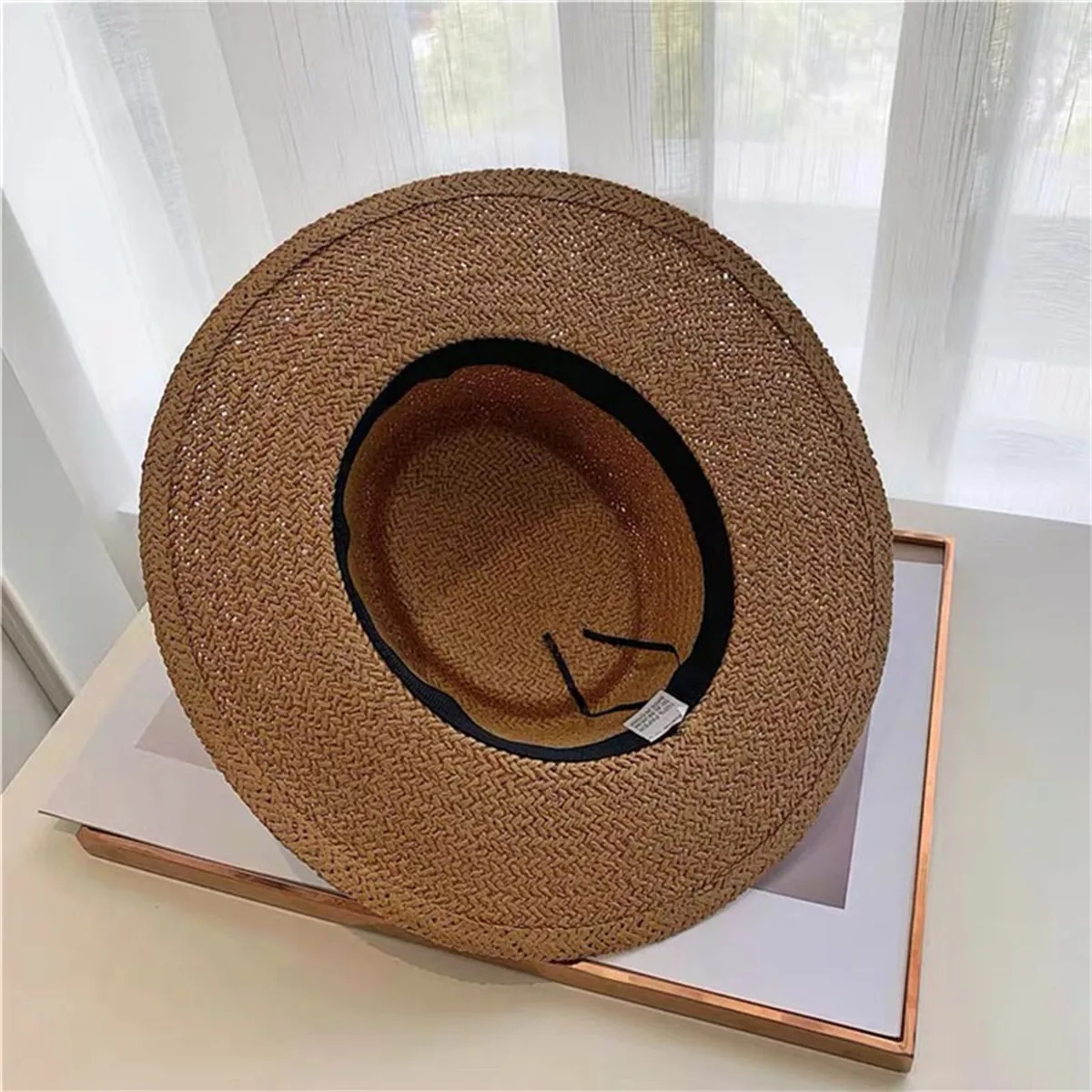 Womens Wide Brim Straw Summer Beach Sun Hat 4