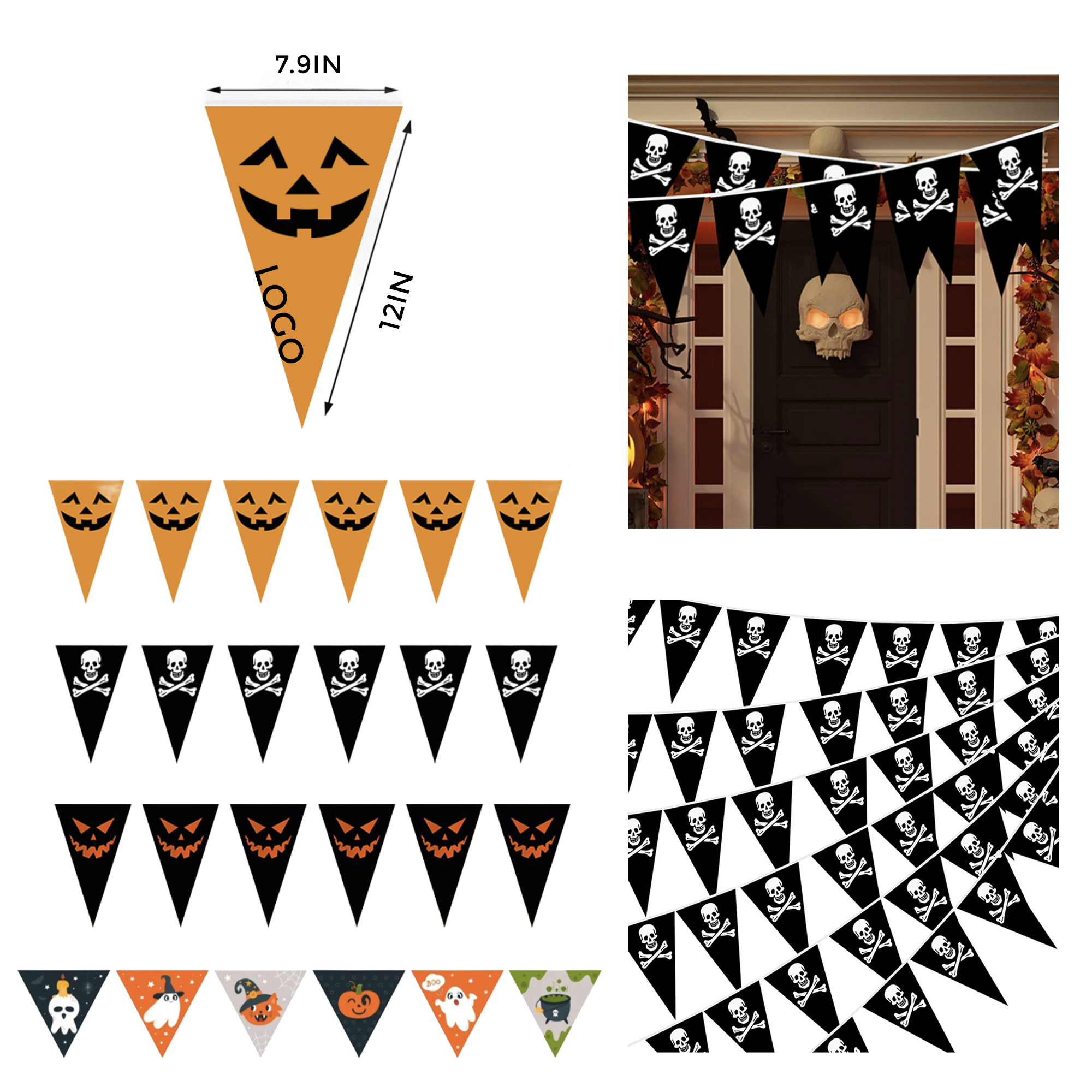MOQ 50 PCS Versatile Halloween Triangular Pennant String 1