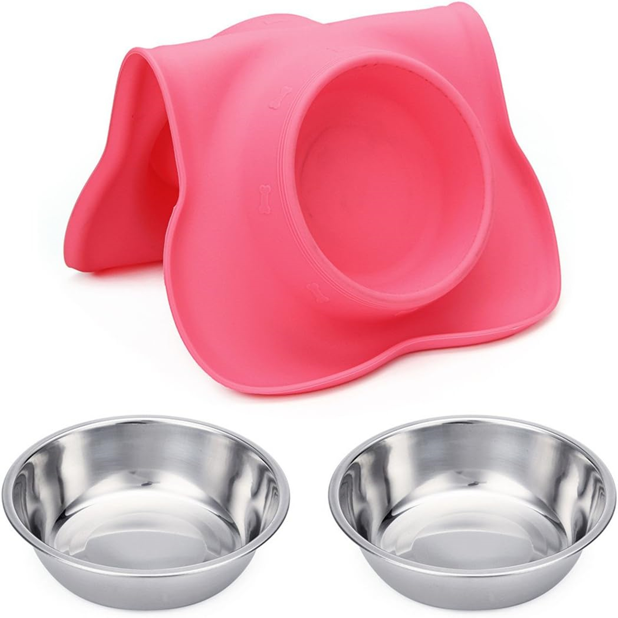 Water And Food Feeder Bowls With Silicone Mat 3
