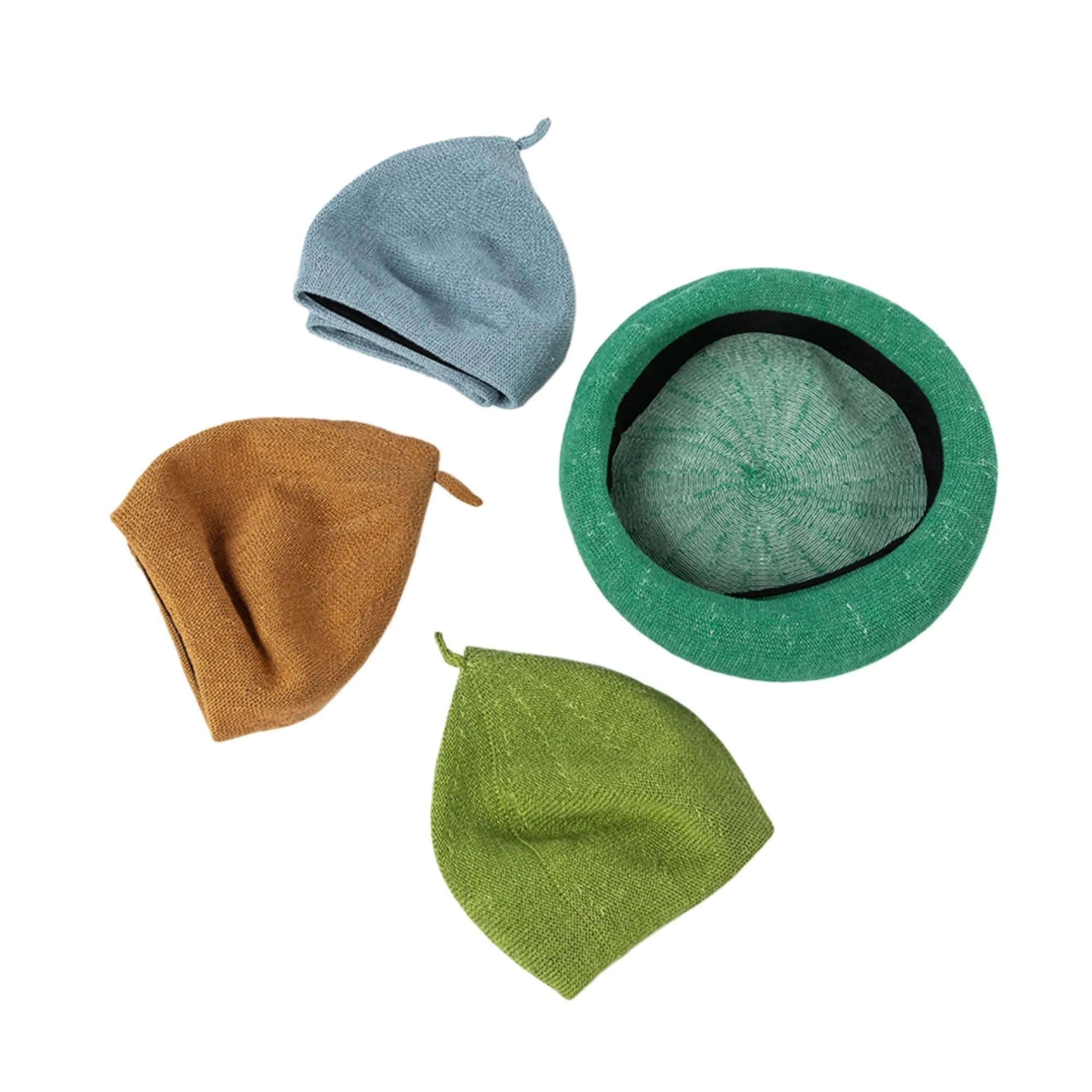Linen Bright Solid Beret Hat 6