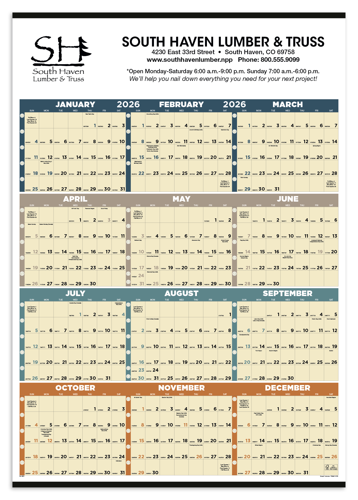 Triumph® Calendars Time Management Span-A-Year (Non-Laminated) Calendar 3