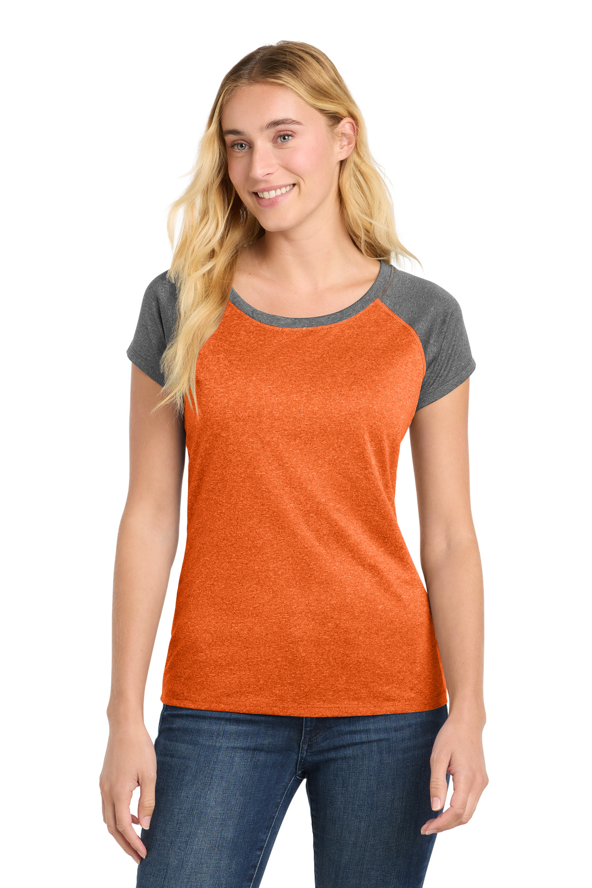 Sport-Tek Women's Heather-On-Heather Contender Scoop Neck Tee. LST362 7