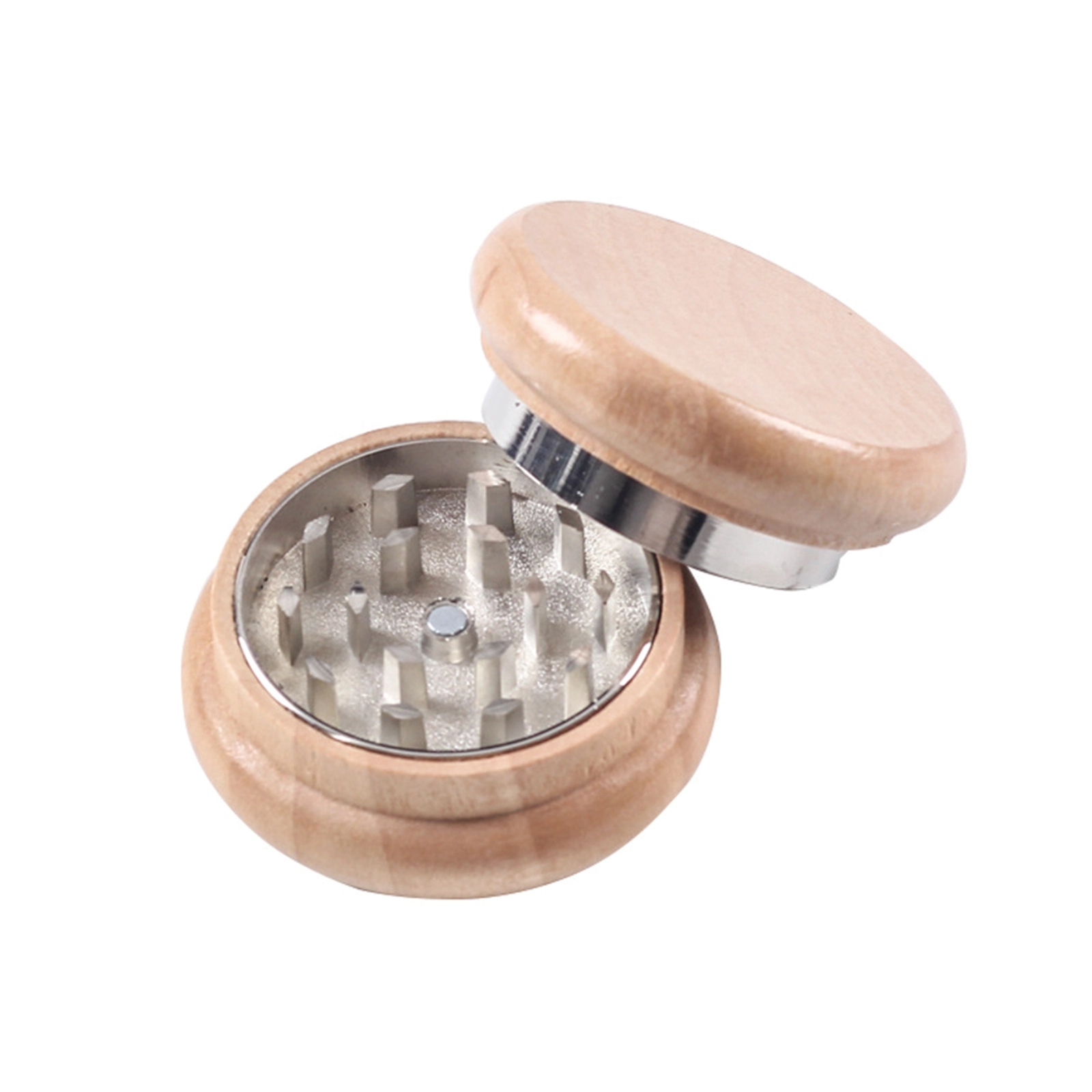 Two-Layer Solid Wood Magnet Smoke Grinder 2